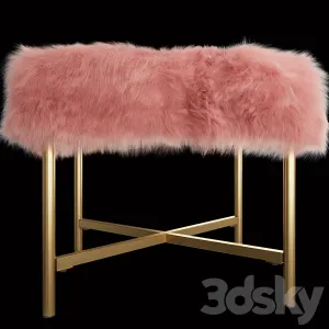 Homepop decorative faux fur square ottoman