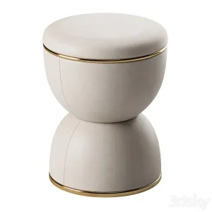 Hourglass Shaped Leather Pouffe Cesare