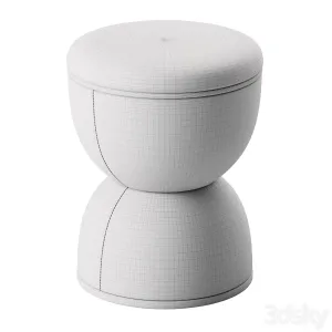 Hourglass Shaped Leather Pouffe Cesare