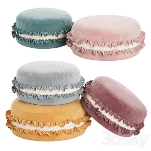 Macaron Pouf Velour Cookie Pillow