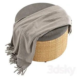 Monica rattan round pouf