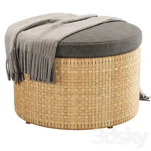 Monica rattan round pouf