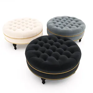 Palfrey linen modern tufted ottoman