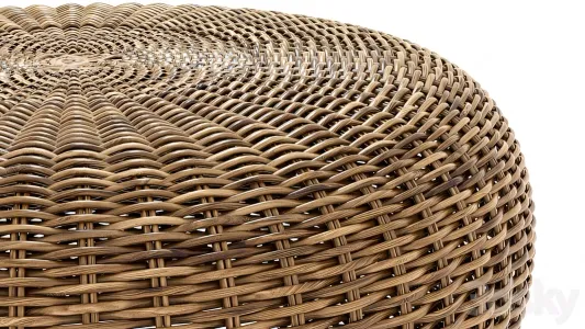 Round braided rattan pouf california