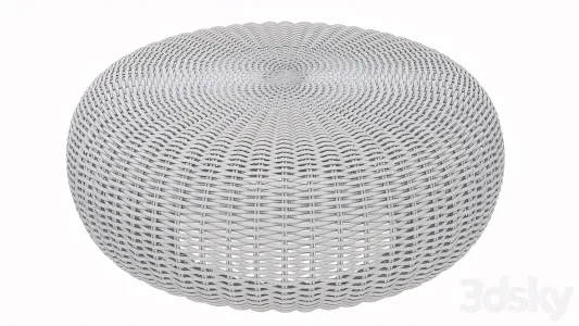 Round braided rattan pouf california