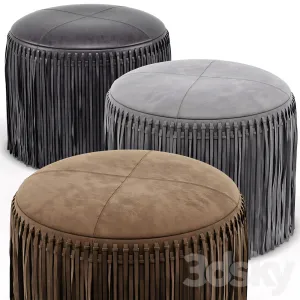 Wisteria suede boho round ottoman