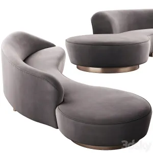 Serpentine sofa with arm by vladimir kagan