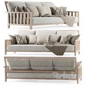 Three seater garden sofa with plaid