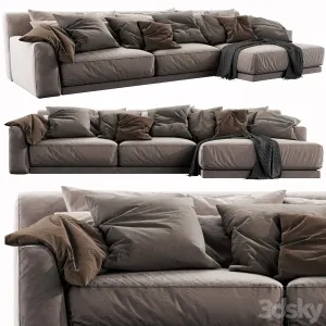 Poliform paris seoul chaise lounge brown