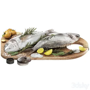 Fresh fish with vegetables herbs
