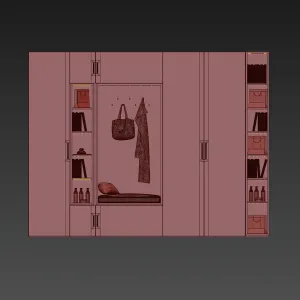 Cabinet in the hall with shelves