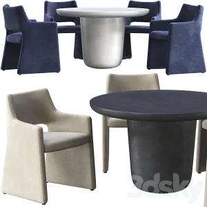 Dining table cb lolaand chair cb foley faux mohair navy