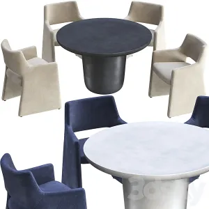 Dining table cb lolaand chair cb foley faux mohair navy
