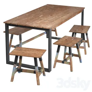 Dining table with teak array look