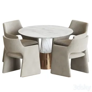 Dining with foley faux mohair chair vex marble table