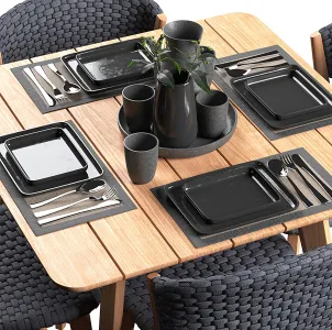 Ethimo knit dining chair square table