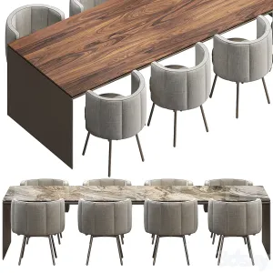 Linha table torii dining armchair minotti