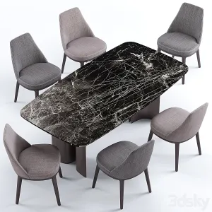 Lucylle dining chair gullwing table lema