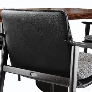 Minotti linha table fynn saddle hide chair