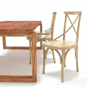 Odger table teak cross back dining chair