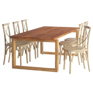 Odger table teak cross back dining chair