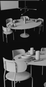 Oval tulip dining table walnut 2