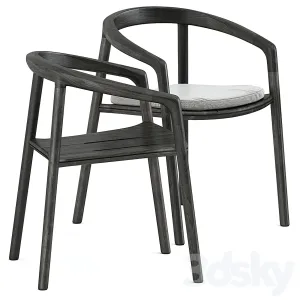 Solid armchair teak nero table cf by manutti