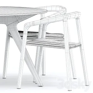 Solid armchair teak nero table cf by manutti