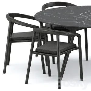Solid armchair teak nero table cf by manutti
