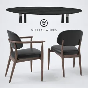 Stellar works slow side chair dining chair dining table