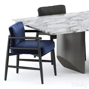 Teresina chair by meridiani wedge table by minotti