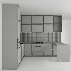 Kitchen modern black white with wood
