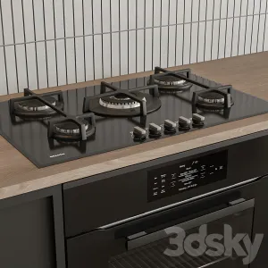 Kitchen modern black white with wood