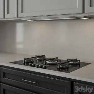 Kitchen neo classic navy blue white