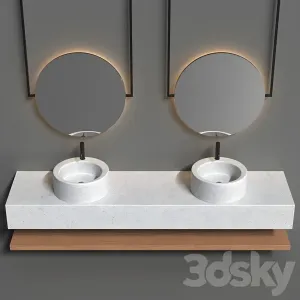 Bathroom set with surface mounted