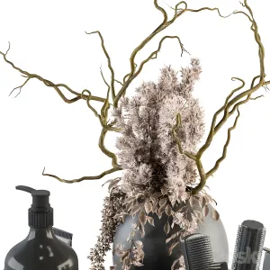 Bathroom accessory with dried plants set