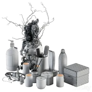 Bathroom accessory with dried plants set
