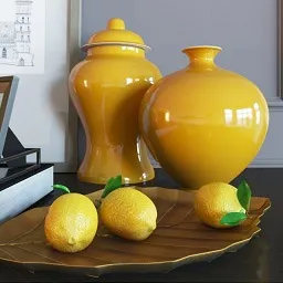 Decoration set yellow vases
