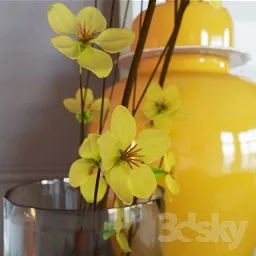 Decoration set yellow vases
