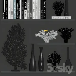 Decorative of coral books vases