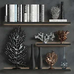 Decorative of coral books vases
