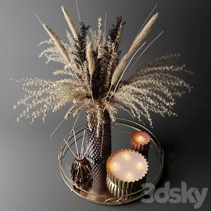 Dry bouquet in the decorative vase