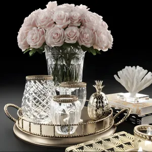 Rose crystal vase decoration set 11