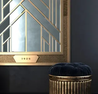 Art deco composition with a mirror