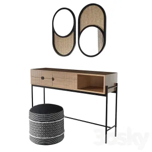 Clara console curico pouf waska mirror