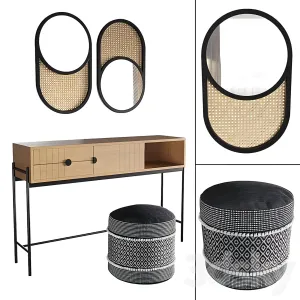 Clara console curico pouf waska mirror