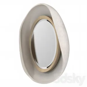 Petal mirror in cream shagreen