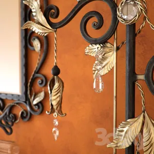 Wrought iron console with a floor lamp