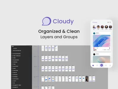 Cloudy social media app ui kit