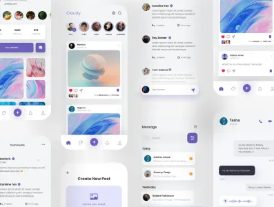 Cloudy social media app ui kit